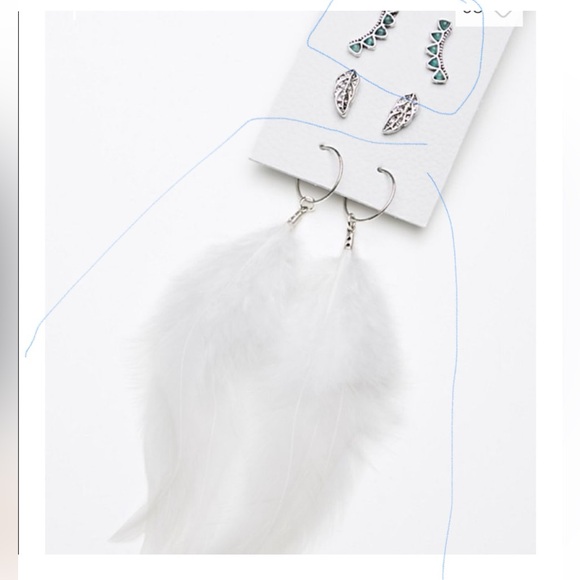 NWOT Free People Earrings bundle - White Feather Earrings Turquoise studs - Boho - Picture 3 of 10